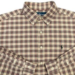 Ralph Lauren Classic Fit Men XL Checked Plaid 100% Cotton Long Sleeve Casual